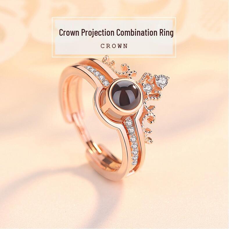 Douyin 100 Language 'I Love You' Crown Ring: Love Memory Confession, Detachable Design