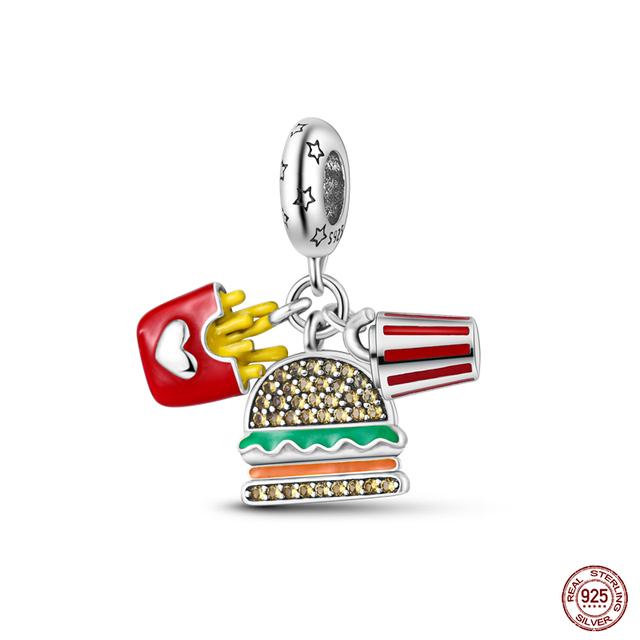 New 925 Sterling Silver Red Color Series Heart Shape Charms Beads Lucky Jewelry Gifts