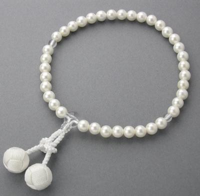 Nenjudo Prayer White Shell Pearls Durable Tassels That Crumple a Rosary Domestically Made Prayer Beads That Can Be Used by All Sects Mala Beads
