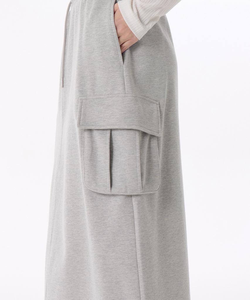 MUSINSA STANDARD WOMAN Women'S Flat Terry Sweat Cargo Long Skirt [Medium Grey]