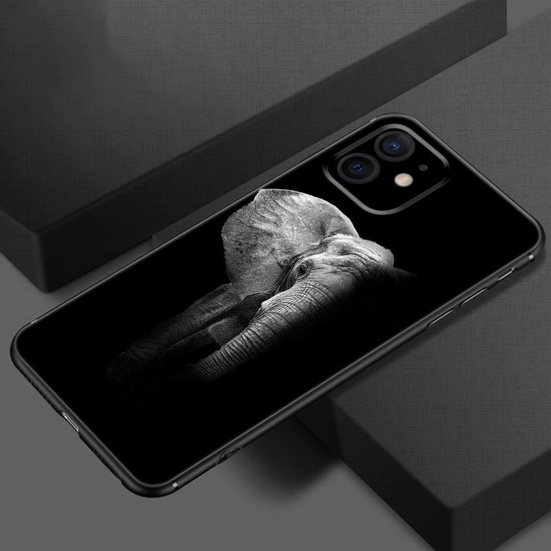 Animal Elephant Phone Case For Apple iPhone 13 12 Mini 11 Pro XS Max X XR 8 7 6S 6 Plus SE 2020 5S 5 Soft TPU Black Cover
