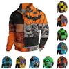 Men's Casual Long Sleeve Button Down Shirt for Halloween Party
