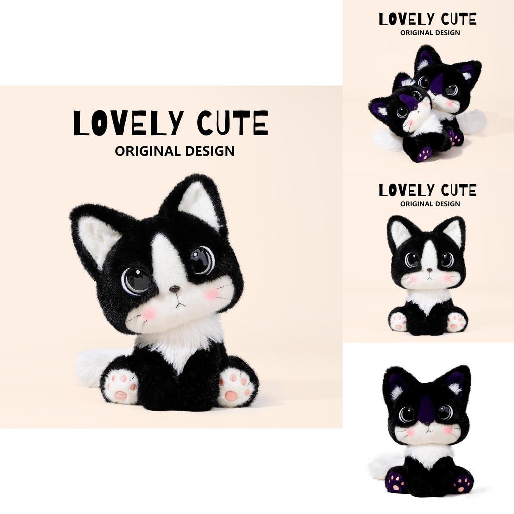Cartoon Cat Plush Toy With Soft Short Pile For Kids And Collectors