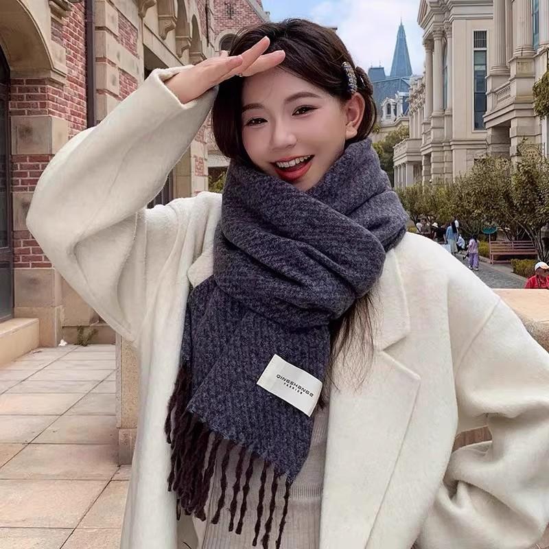 New Gradual Change Color Scarf Women's Autumn and Winter Imitation Cashmere Japanese and Korean Sweet Scarf Warm Medium and Long Shawl