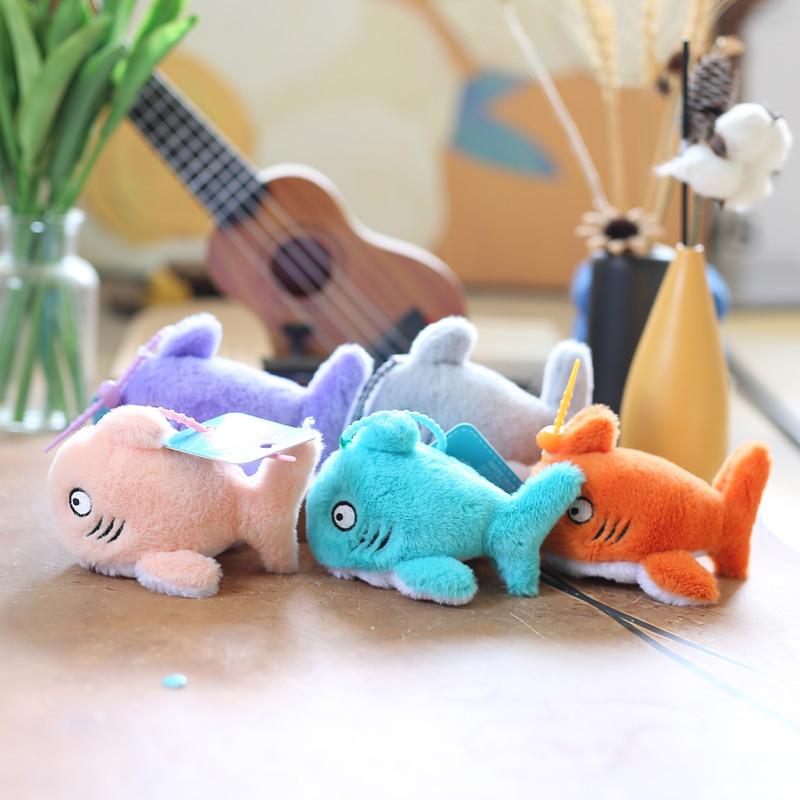 Charming Cartoon Shark Plush Pendant Ultra Soft Short Plush Keychain Doll