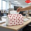 2D Flat, 1pc Tissue Box, Printed On Both Sides, Multifunctional Tissue Box with Red Checkerboard Design Durable Polyester Storage Organizer for Christ