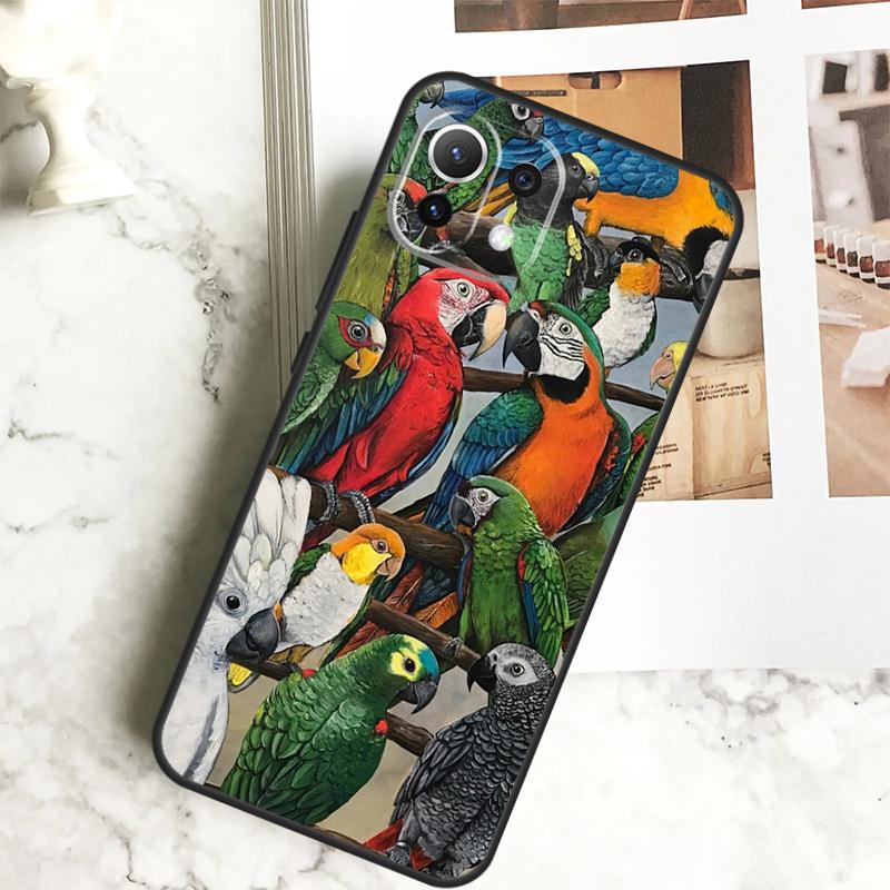 Animal Parrot Birds Case For Xiaomi 13 14 Pro Ultra 12 13 Lite 11T 12T 13T POCO F5 M6 X3 X5 X6 Pro F3 M5s Cover