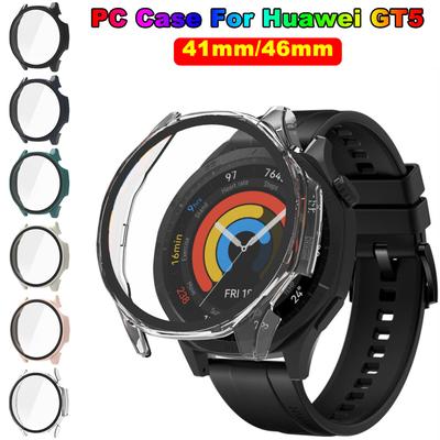 מארז מחשב זכוכית עבור Huawei Watch GT 5 46 מ"מ / GT5 41 מ"מ אביזרי שעון חכם כיסוי מעטפת מלאה מגינים קשיחים