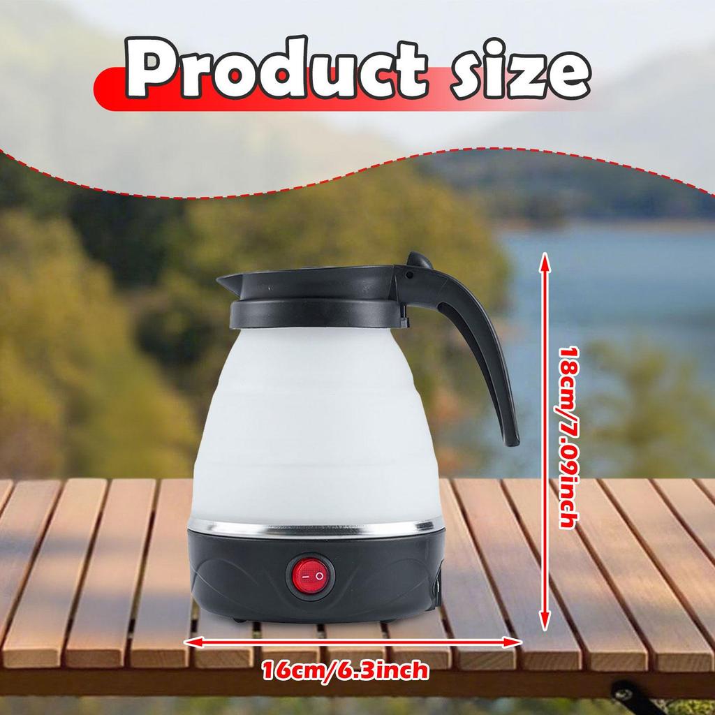 Reise Sammenleggbar Elektrisk Kjele Rask Koking Camping 600ml Tekoker Hvit