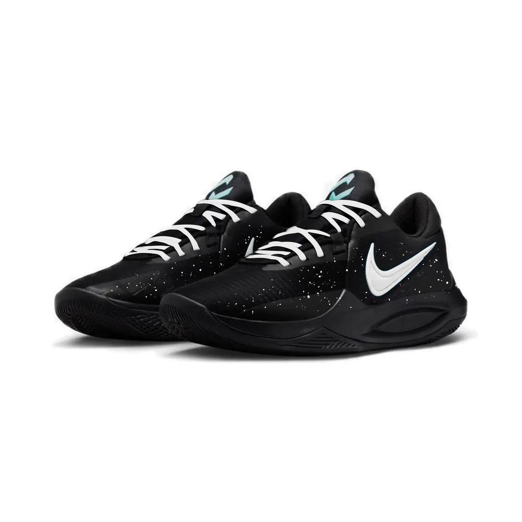 Nike Precision 6 Abrasion Resistant Slip Resistant Low top Basketball Shoes Men's Black White I07605-040 (Team1392-)