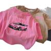 Kids Short Sleeve T-Shirt, Letter & Car Print, Crew Neck, Casual Comfort All-Match Daily Top