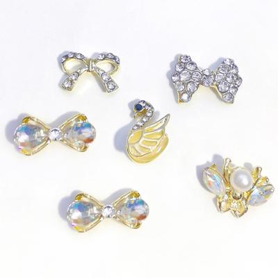 10Pcs/Pack Manicure Decoration Decorative Easy To Apply Alloy Nail Art Accessories Bowknot Rhinestone for Personal Use