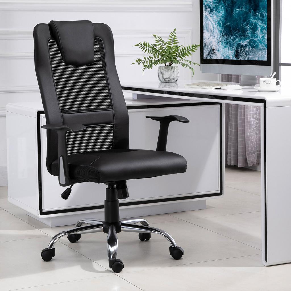 Office Chair Swivel Chair Height-Adjustable Executive Chair Desk Chair Ergonomic PU Black 66 X 73 X 108-118 Cm