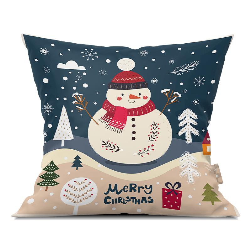 Merry Christmas Pillowcase Cartoon Printing Office Sofa Lumbar Pillow Cover for Home