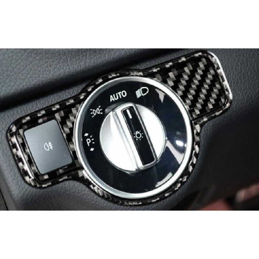 For Benz GLE GLS 2016-2019 Real Carbon Fiber Headlight Control Button Ring Trim