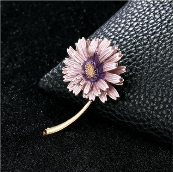 Sonne Wolke Rosa Mehrschichtige Gänseblümchenblüte Brosche - Elegante Blumige Corsage Damen Pin