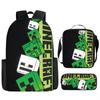 Minecraft Game Merchandise 3-Piece Backpack, Pencil Case, Lunch Bag for Kids