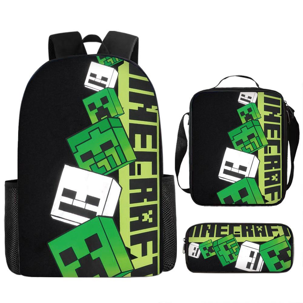 Minecraft Game Merchandise 3-Piece Backpack, Pencil Case, Lunch Bag for Kids