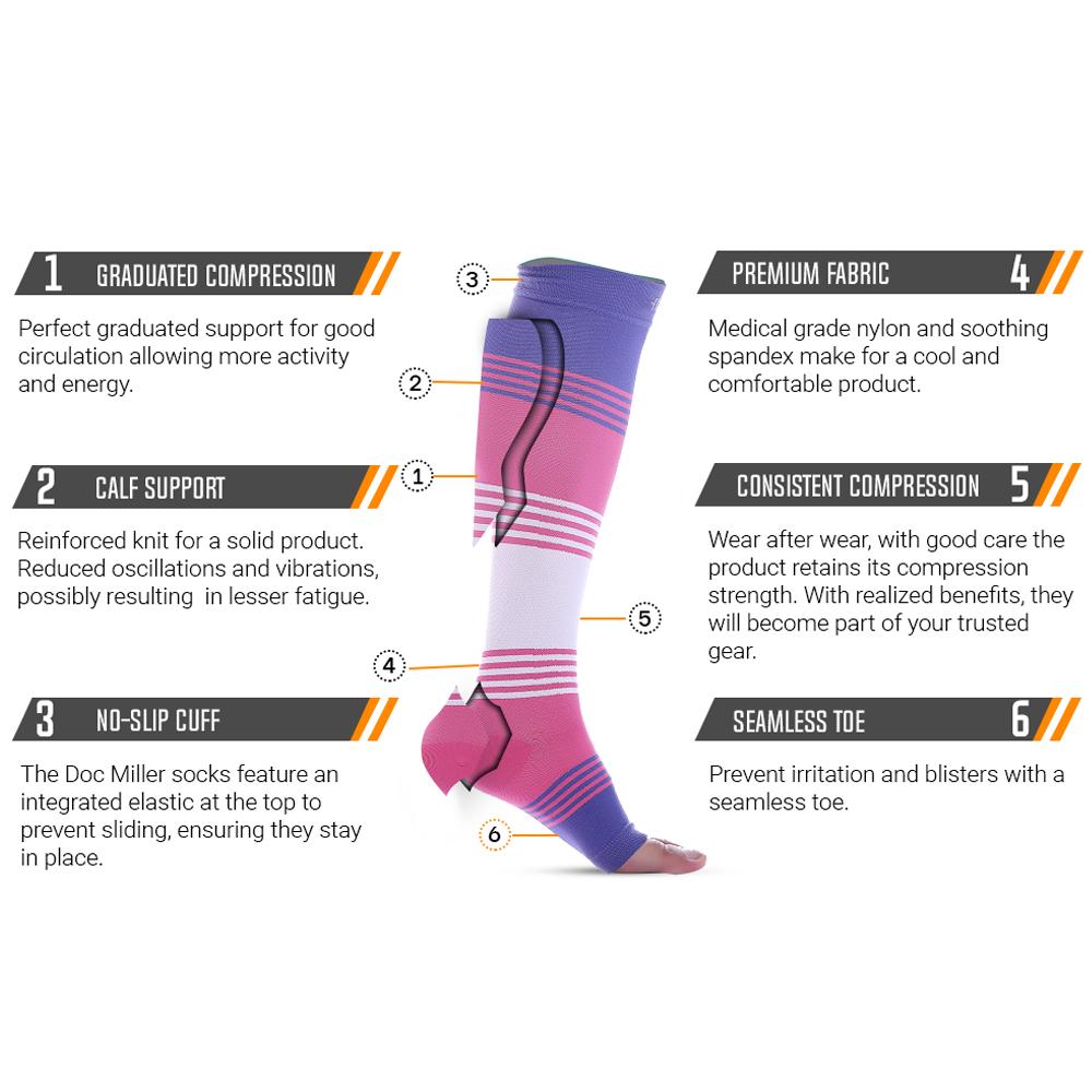 1 Pair Open Toe Compression Socks Suitable for Women and Men Circulation 20-30 MmHg Best Leg Support for Running Sports Sports Gym