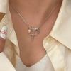 Sparkling Rhinestone Rotatable Snowflake Long Tassel Necklace For Women Crystal Zircon Pearl Cross Choker Girl Christmas Jewelry
