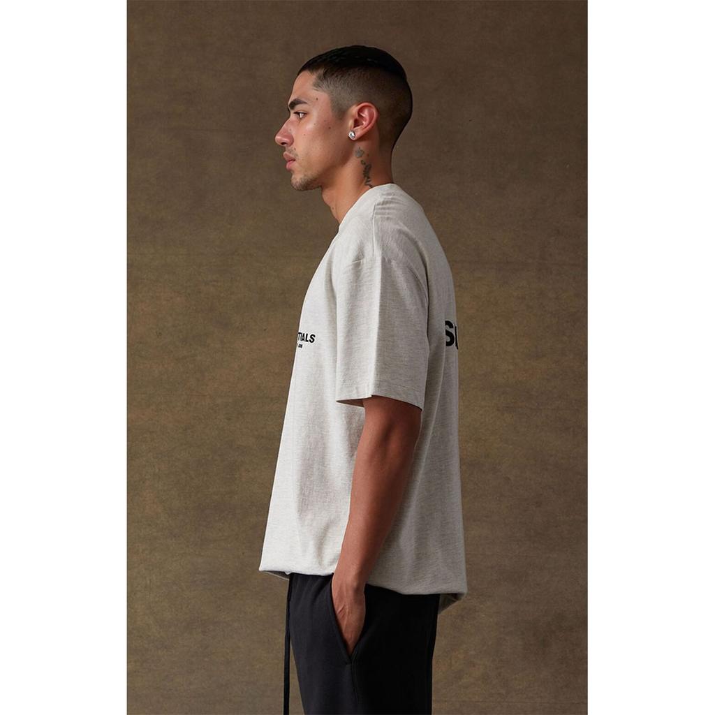 Fear of God Essentials SS22 Embossed Logo Crew Neck T-Shirt Men Tops Light-Oatmeal FOG-SS22-904