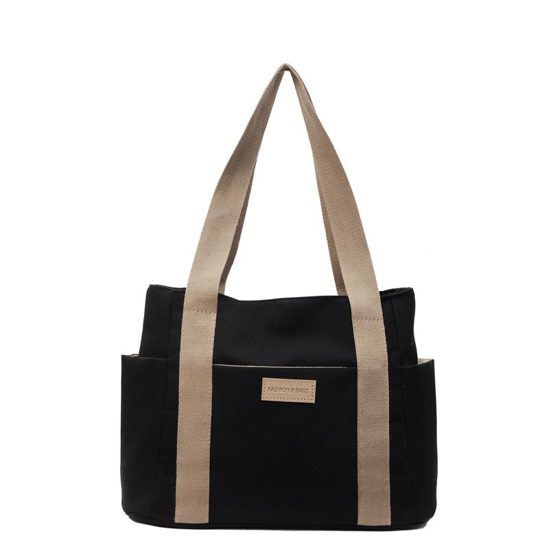 New portable canvas shoulder bag women's bag large capacity multi-bag fabric bag leisure work solid color tote bag