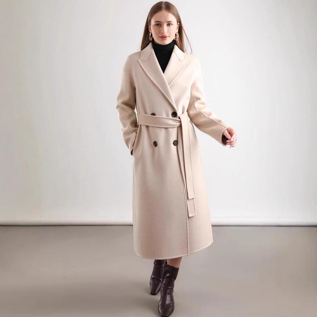 Women's Double-Sided Wool Blend Belted Overcoat for Autumn/Winter 2024