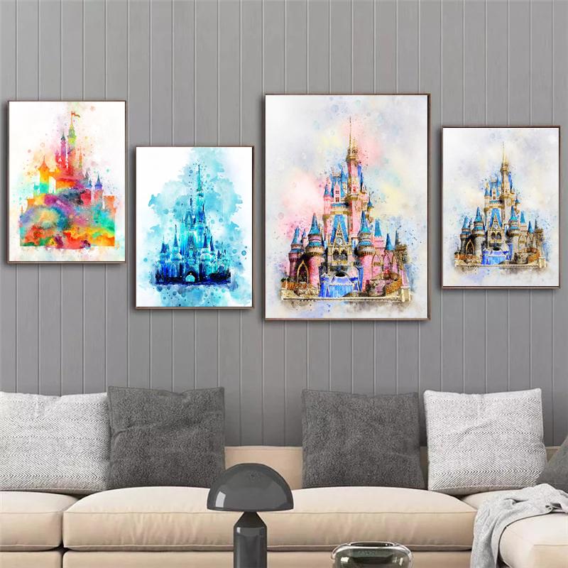 Zámek princezny Obrazy Domov Dekorace pokoje Plátno Nástěnné Umění Architektura Budovy Obrazy pro domácí design Bezrámové