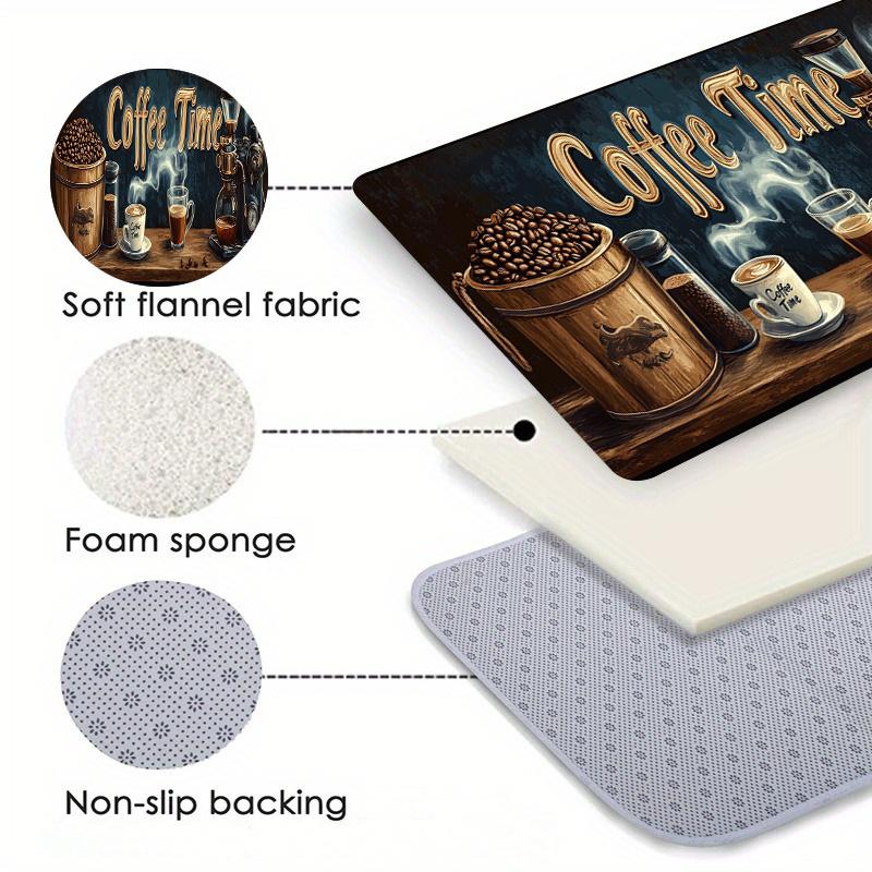 Coffee Pattern Kitchen Rug Cafe Design Soft Non-Slip Washable Bedroom Living Room Laundry Entrance Home Decor Floor Mat 1PC