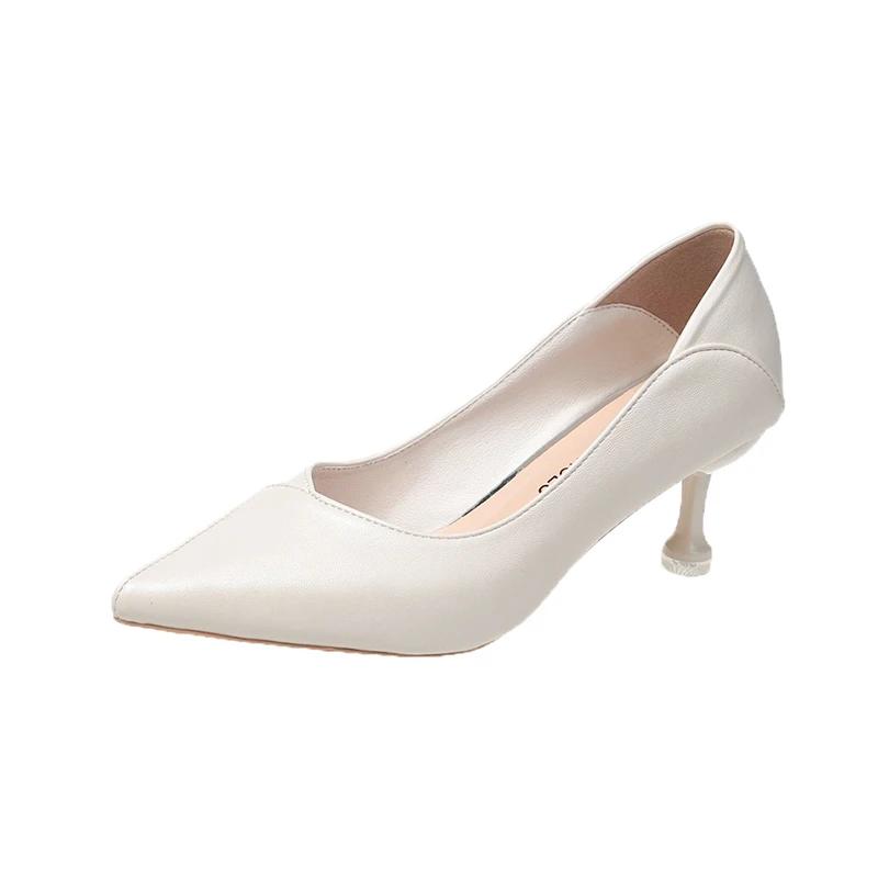 Moda Modne Buty Damskie Jedno Kopnięcie Damskie Czółenka Jesień Szpiczasty Nosek Jednolite Profesjonalne Sukienkowe Szpilki lub Cienkie Obcasy Płytkie Buty