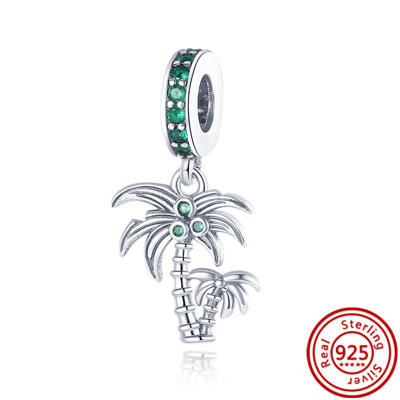 

Подходит для браслета с шармами Pantaro Женский циркон 925 Стерлинговая медь Фламинго Русалка Морская звезда Ракушка Кокосовая пальма Цветок Подвеска Бусины 3mm-4mm