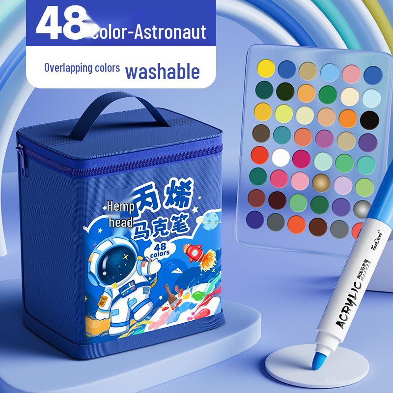Acrylic Marker and Colored Pencil Set: 24 Opaque Colors, 36 Paint Brushes for Kindergarten Art