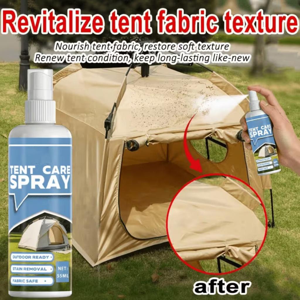 Tent Care Spray 55ml Fabric Cleaner and Stain Remover for Outdoor Tents and Camping Gear Safe for Various Fabrics and Easy To Use Spray Bottle