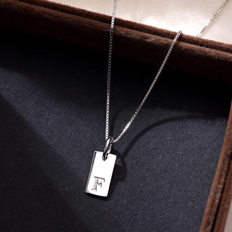 Banyan Tree Sterling Silver Square Letter Pendant Necklace