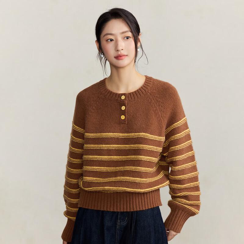 Женский ретро-свитер INMAN с контрастной полоской S