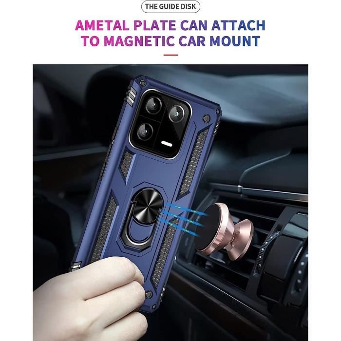 Coque + 2 Verres Trempés pour Xiaomi Redmi Note 13 Pro+ 5G - Note 13 Pro Plus 5G, Protection Anneau Support Renforcée - Bleu Marine