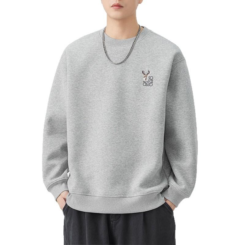 Simple Embroidery Small Pattern Long-sleeved Sweater Men's Autumn Shoulder-length Sleeves Loose Casual Top