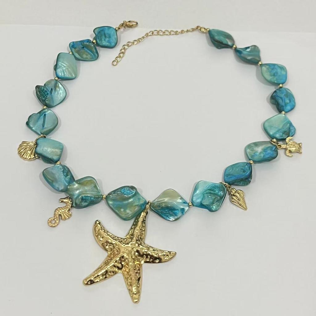 Personality Exaggerated Shell Earrings And Necklace Set For Women Holiday Style Simple Fashion Scallop Jewelry