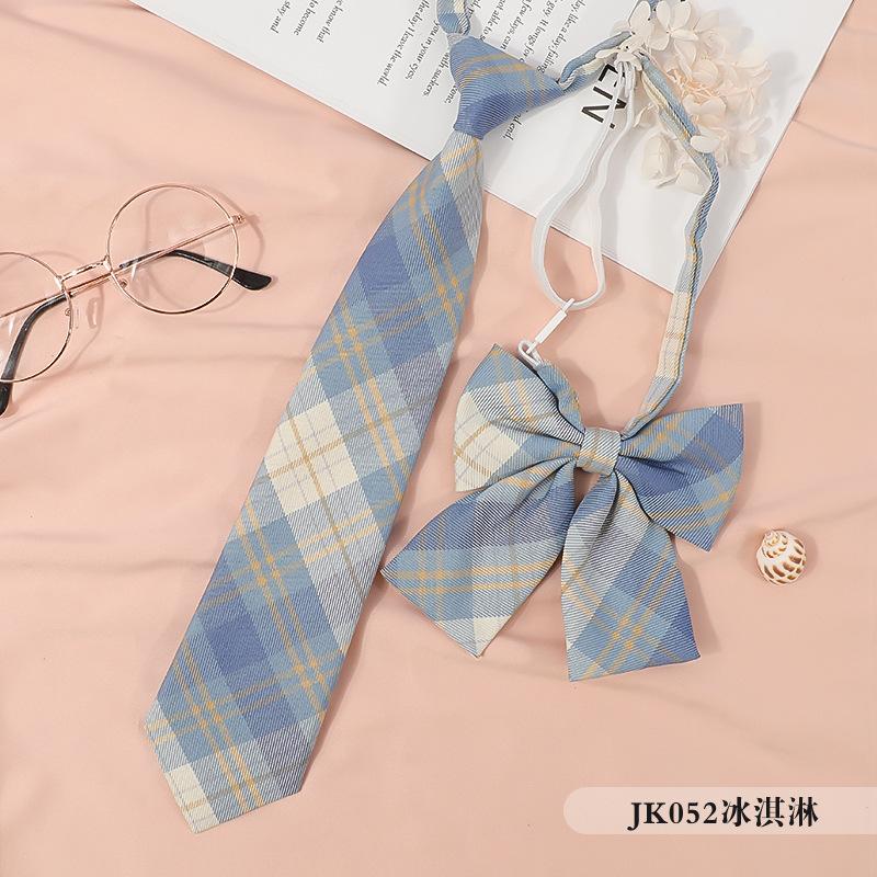 Jkdk Japanese Korean Version Of Striped College Style Red Cyan Gray Blue Shirt Men'S And Women'S Accessories Free Tie Tie Set