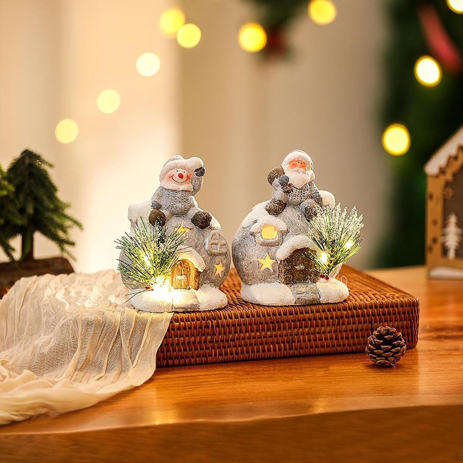 

Светодиодная подсветка Рождественская деревенская фигурка домика Украшение стола Микро Ландшафтный Декор Santa Claus