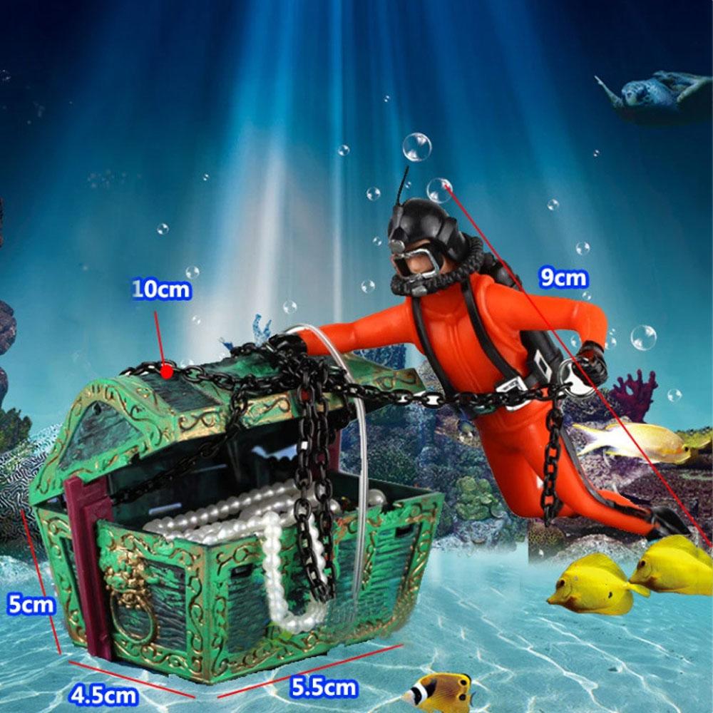 Treasure Hunter Frogman Pneumatic Ornament Air Pump Connecting Aquarium Decoration Fish Tank Decor