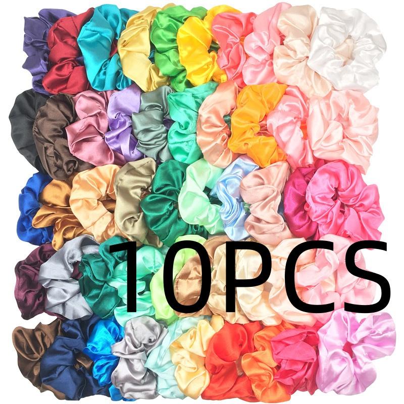 50/40/30 Stück/10 Stück Haargummis für Frauen Mädchen Plüsch Elastisches Band Gummiband Weihnachten Weihnachtsmann Accessoires Flauschiger Kunstpelz Satin