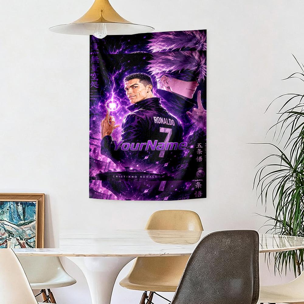 Cristiano Ronaldo Custom Your Name Wall Decor Tapestry Art For Pet Memorial Birthdaywedding Party Backdrop Family Gift