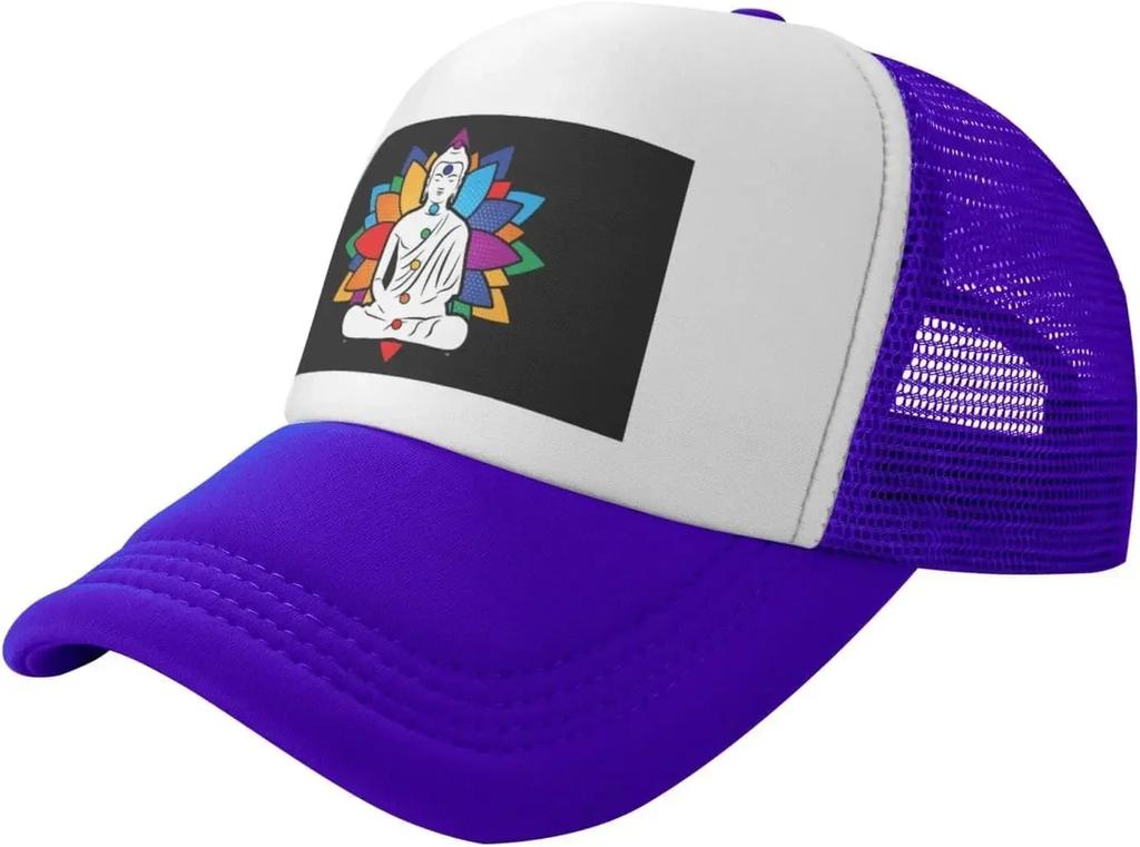 Buddha Chakra Meditation Trucker Hat  Mesh Baseball Snapback Cap for Unisex Or Women Outdoors