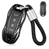 ADY4   Real Carbon Fiber Key Fob Cover with Keychain Fits Porsche Macan 4 EV Electric Model 2024 2025 Taycan 2022 Key Shell Accessories