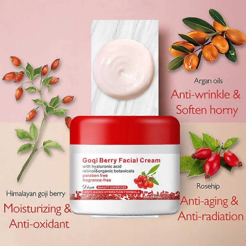 Goji-Beeren-Creme Anti-Aging Anti-Falten Feuchtigkeitsspendende Hautpflege Gesichtsfeuchtigkeitscreme Revitalisierend 100G