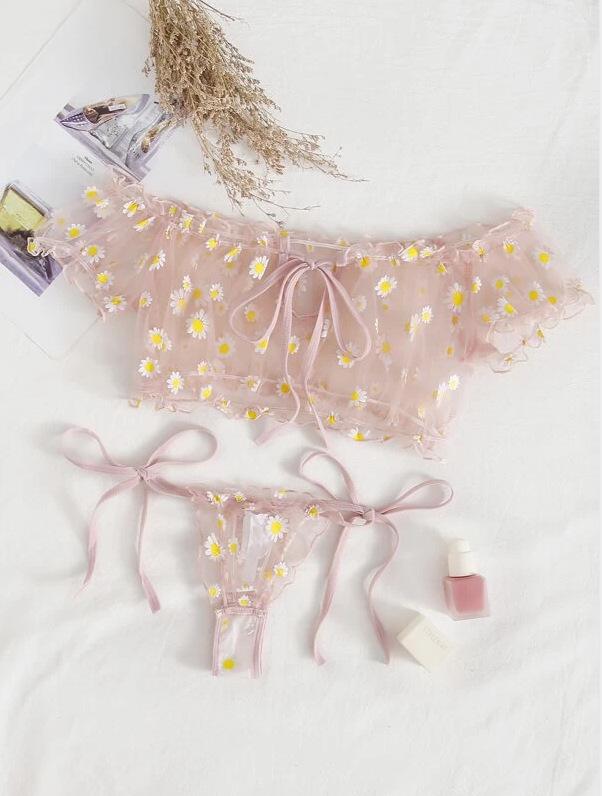 European & American Sexy Lace Split 2-Piece Lingerie Set