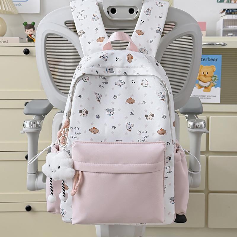Schoolbag Korean Version Ins Cute Casual Backpack Large Capacity Cute Graffiti Junior High School Schoolbag Female Sweet Versatile Backpack