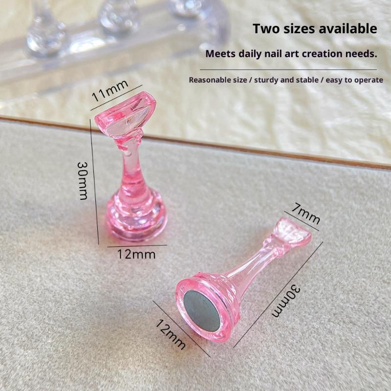 5Pcs Nail Practice Chess 3cm Elevated Acrylic Magnetic Training Practice Nail Tips Stand Wearable Nail Display Rack Nail Tool
