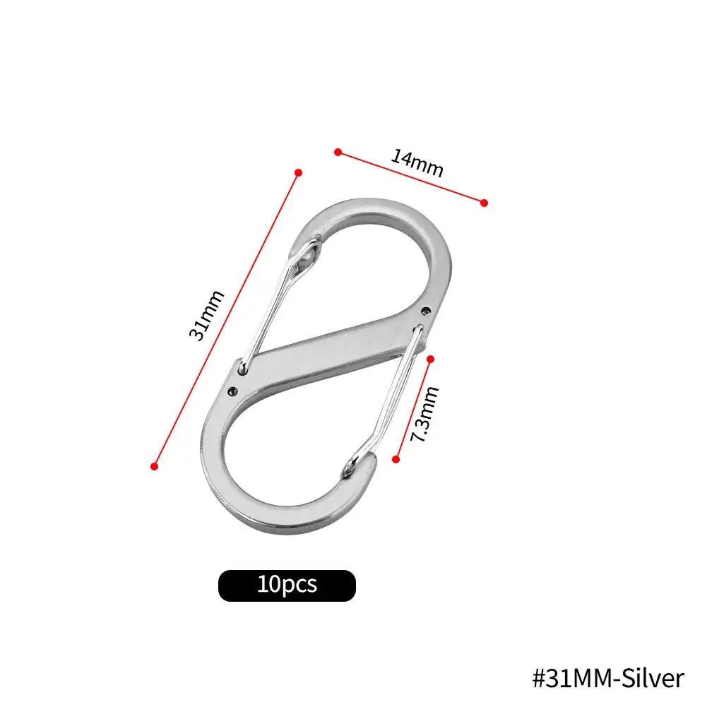 

10Pcs S Type Mini Keychain Hook Stainless Steel Carabiner With Lock Anti-Theft Outdoor Camping Backpack Buckle Key-Lock Tool